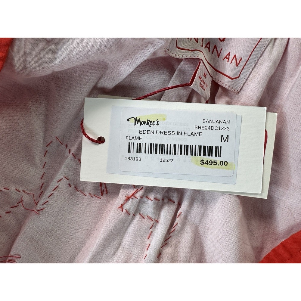Banjanan‎ Eden Dress Red Flame Size Medium Hand Made Cotton Pockets - Picture 6 of 10